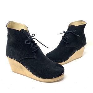 Maguba Casablanca Black Suede Platform Wedge Bootie